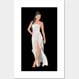 Fashion illustration- Red carpet crystal diamanté dress Posters and Art